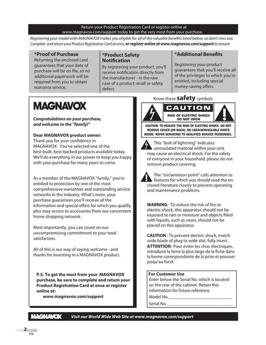 Magnavox 19MD359B 19MD359B/F7 TV/DVD Combo Operating Manual