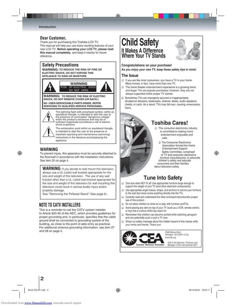 Toshiba 19HLV87 TV/DVD Combo Operating Manual