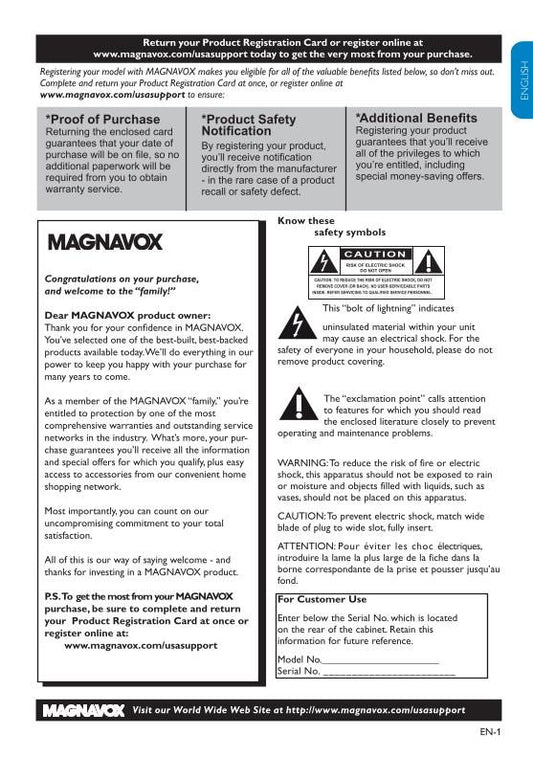 Magnavox 19MF338B/F7 TV Operating Manual