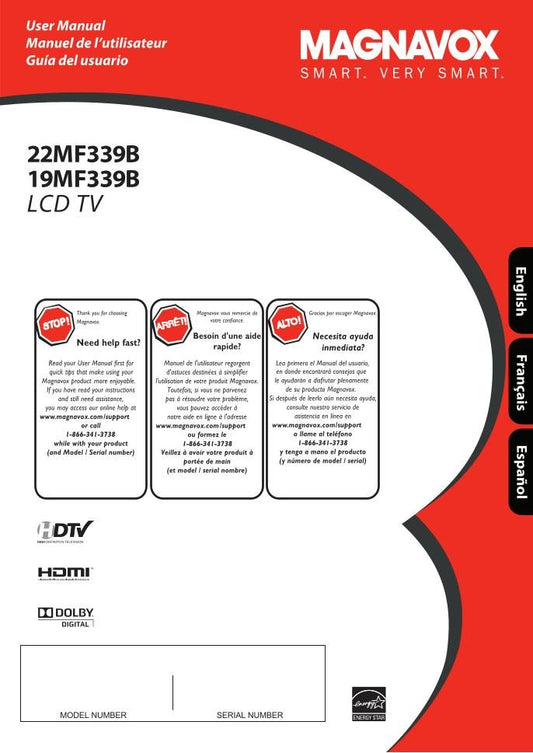 Philips 19MF339B 22MF339B TV Operating Manual