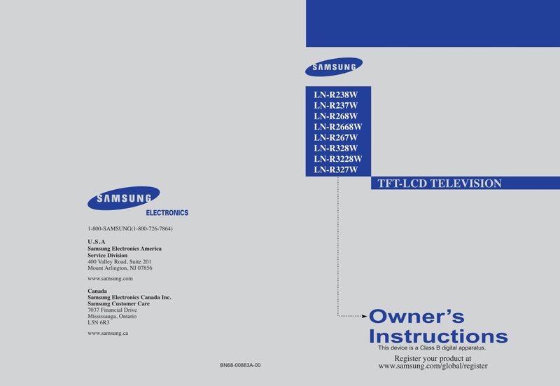 Samsung LNR237 LNR237W1 LNR238 TV Operating Manual