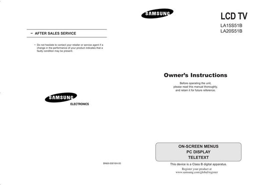 Samsung LA15S51B TV Operating Manual