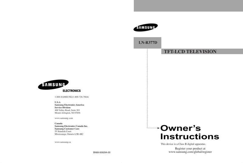 Samsung LNR377 TV Operating Manual