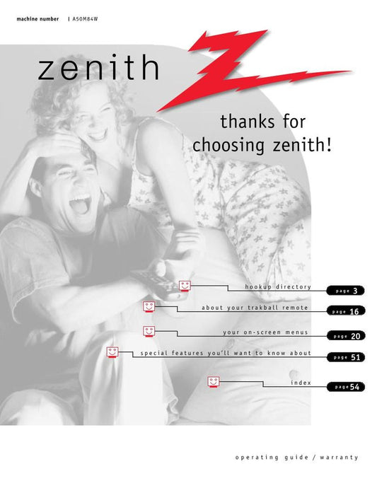 Zenith A50M84W TV Operating Manual