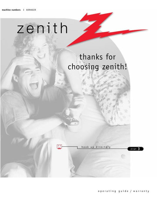 Zenith A09P02X TV Operating Manual