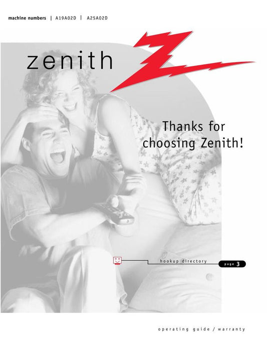 Zenith A19A02D A25A02D TV Operating Manual