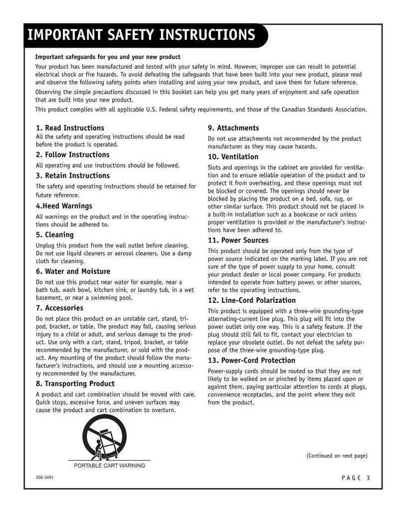 Zenith H2050DT TV Operating Manual