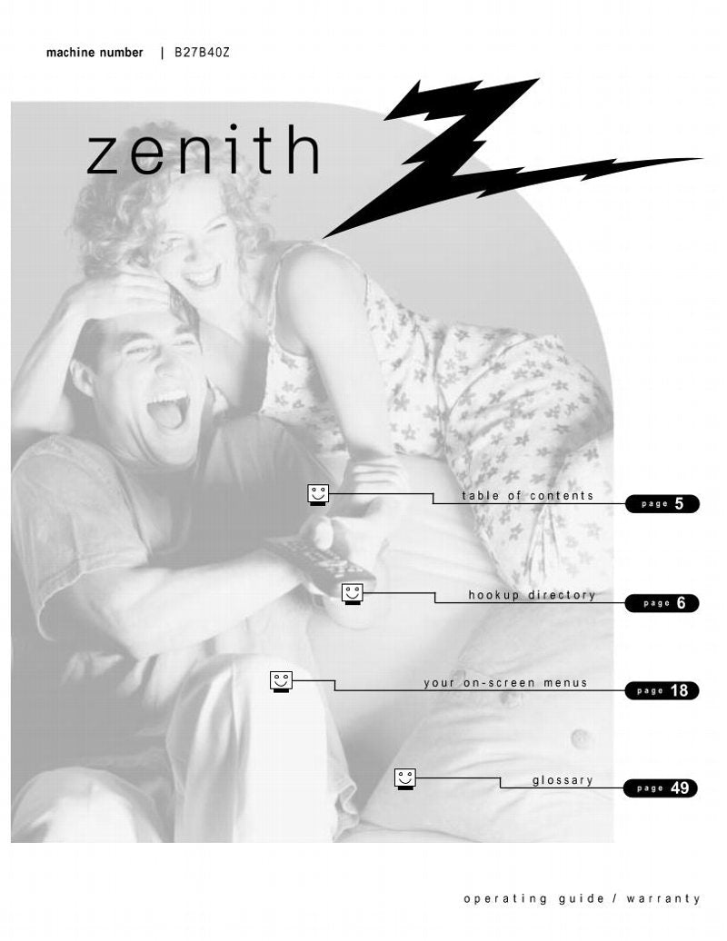 Zenith B27B40Z TV Operating Manual