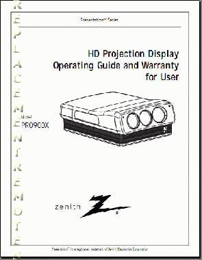 Zenith PR0900X TV Operating Manual