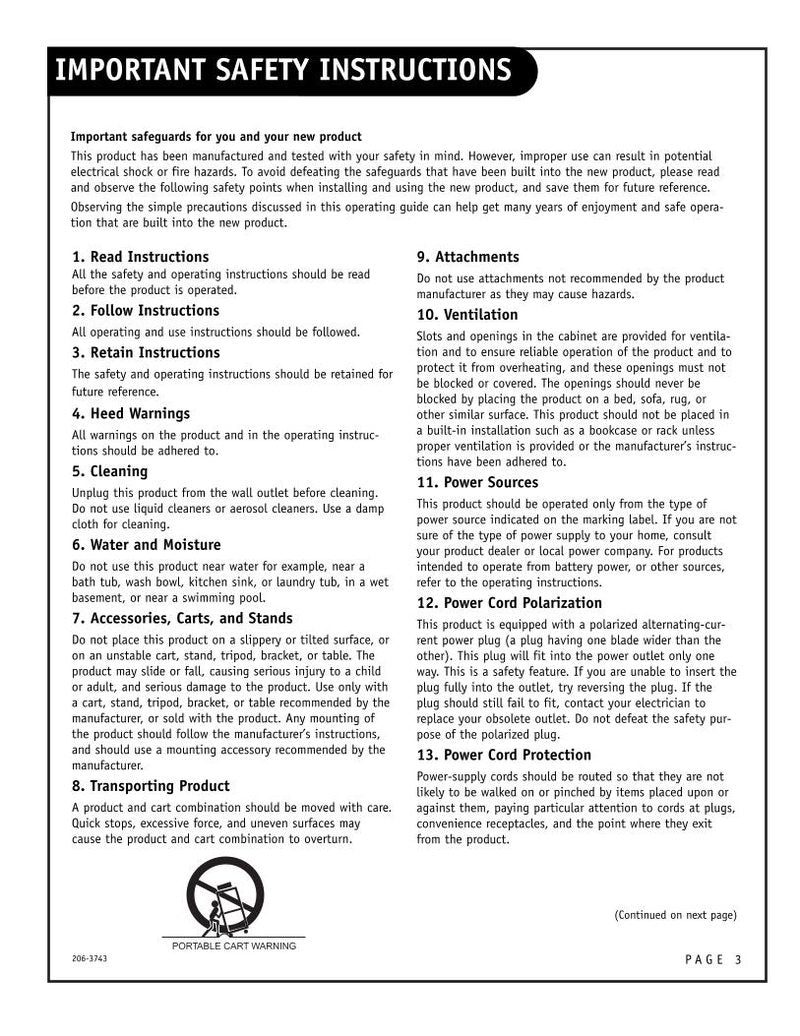 Zenith H19E34Y H20E34Y H25E34Y TV Operating Manual