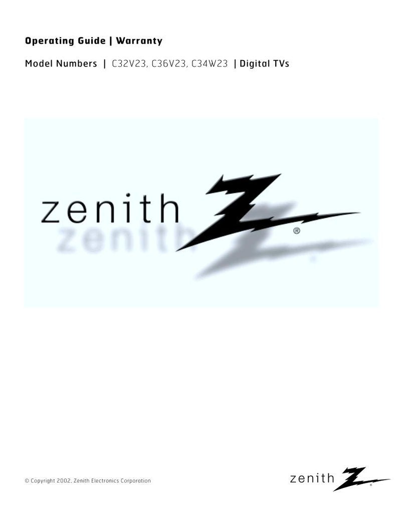 Zenith C32V23 C34W23 C36V23 TV Operating Manual