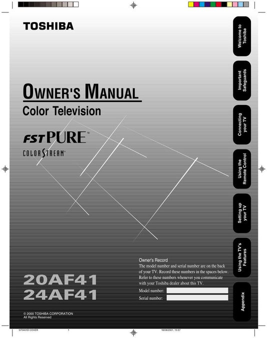 Toshiba 20AF41 24AF41 TV Operating Manual