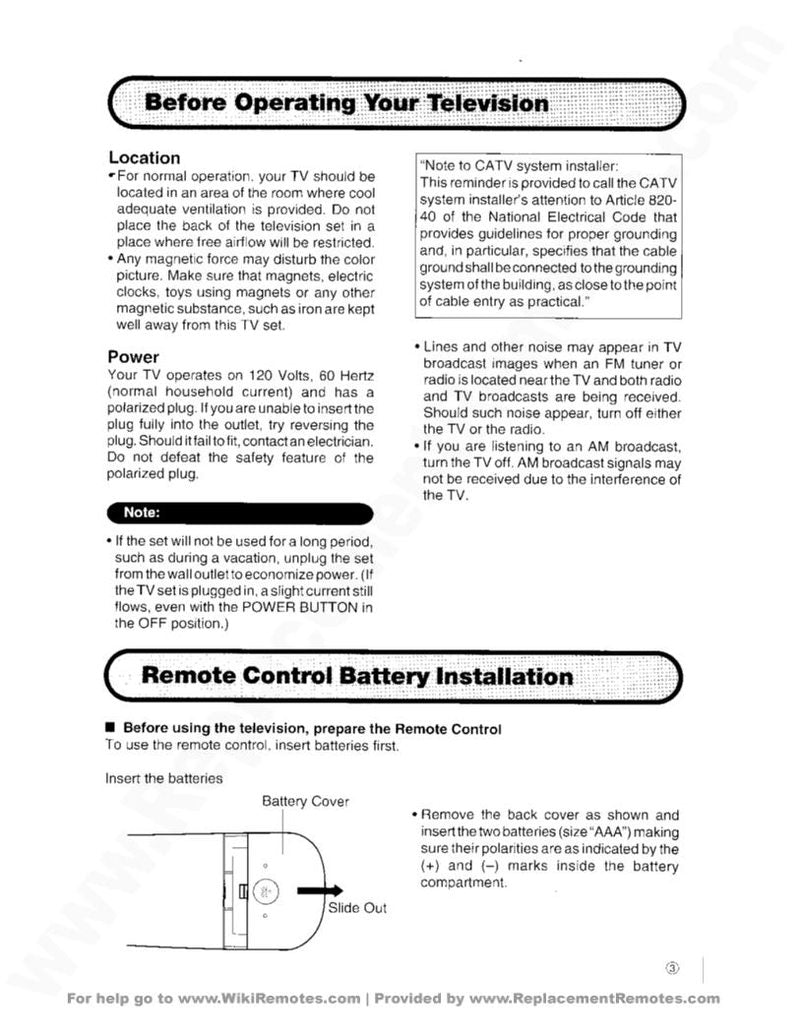 Sharp 20FS40 25FS40 Consumer Electronics Operating Manual