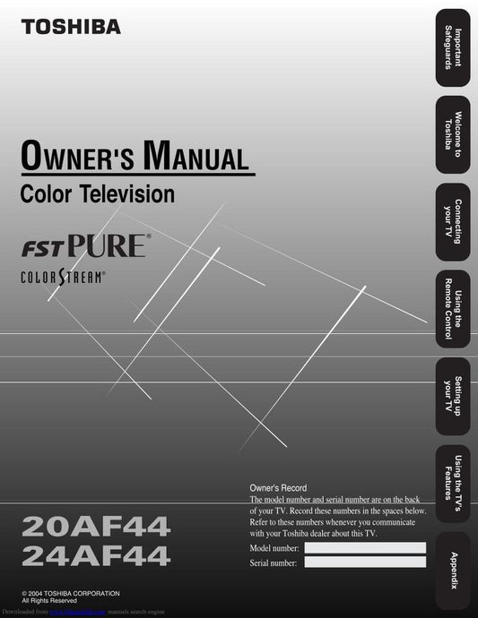 Toshiba 20AF44 24AF44 Consumer Electronics Operating Manual