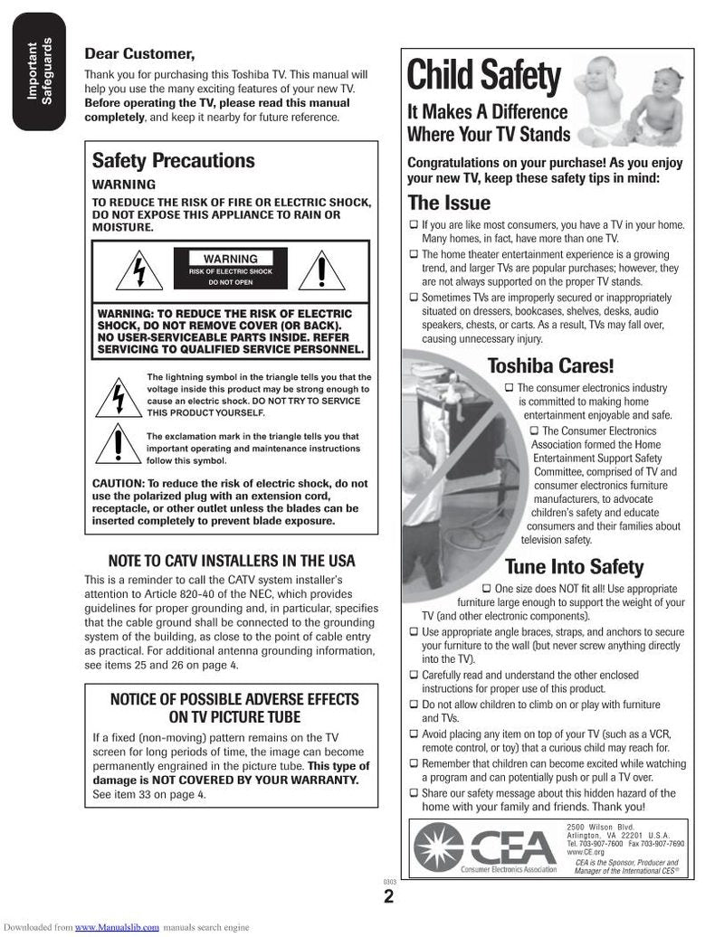 Toshiba 20AF44 24AF44 Consumer Electronics Operating Manual