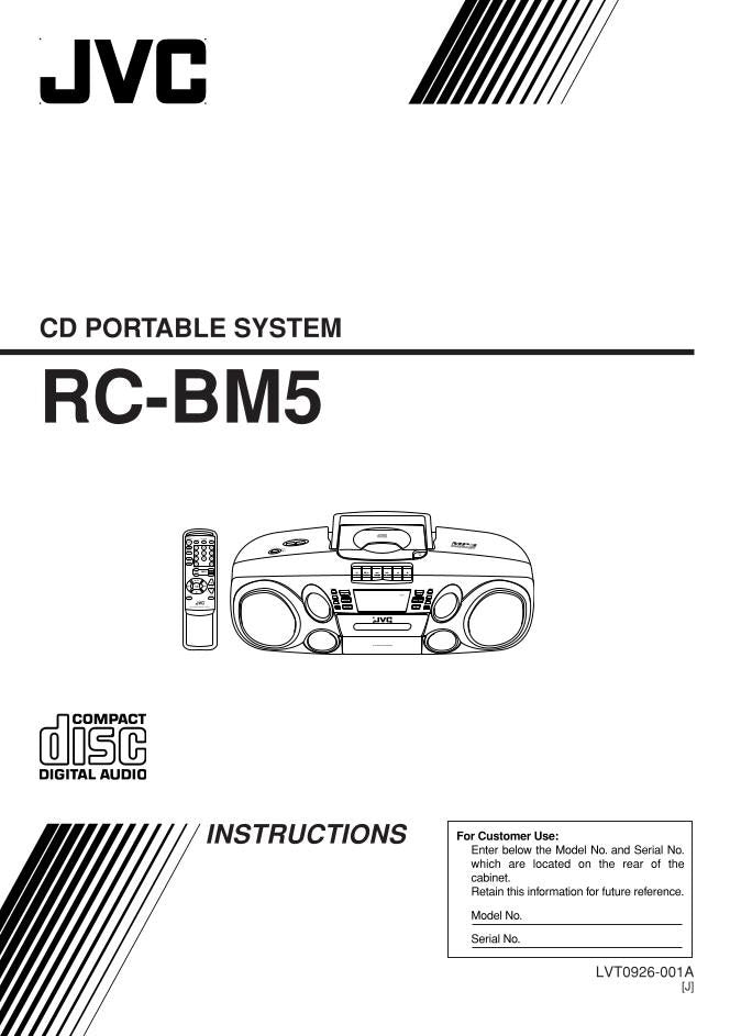JVC RCBM5 Audio System Operating Manual