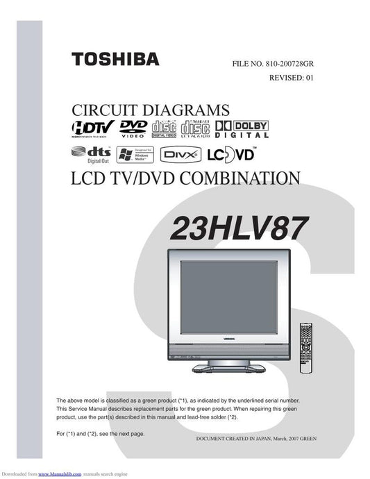 Toshiba 23HLV87 TV/DVD Combo Operating Manual