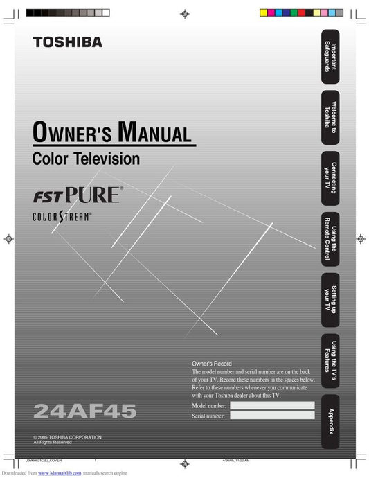 Toshiba 24AF45 Consumer Electronics Operating Manual