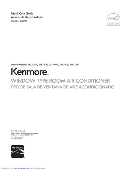 Kenmore 25370151 Air Conditioner Unit Operating Manual