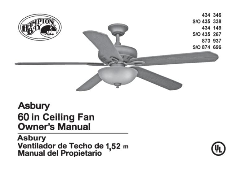 Hampton Bay 26602 Asbury 60 in. Ceiling Fan Ceiling Fan Operating Manual