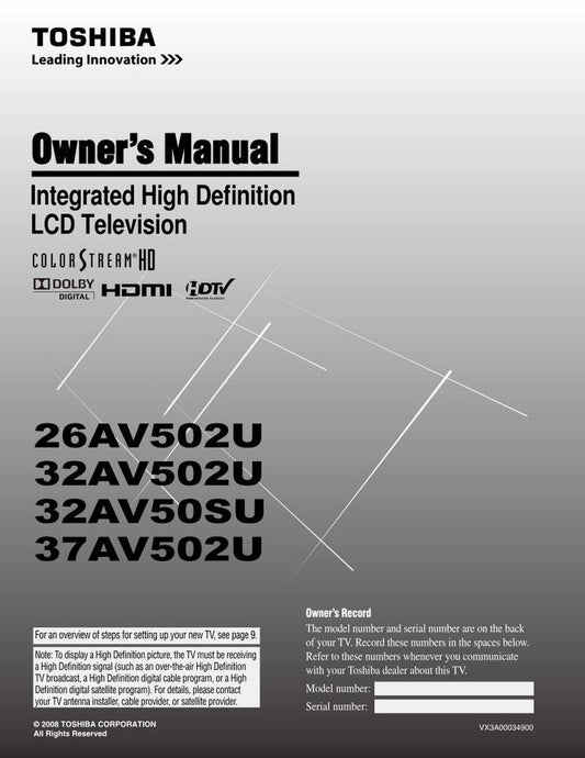 Toshiba 19LV50KW TV Operating Manual