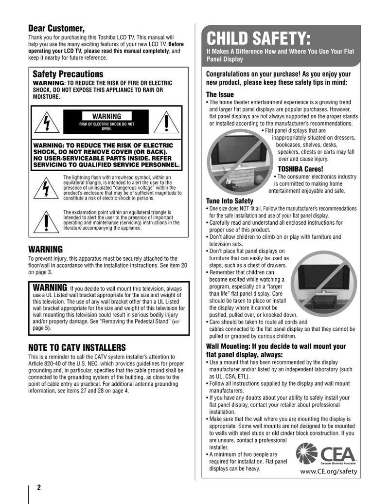 Toshiba 43LF421U19 TV Operating Manual