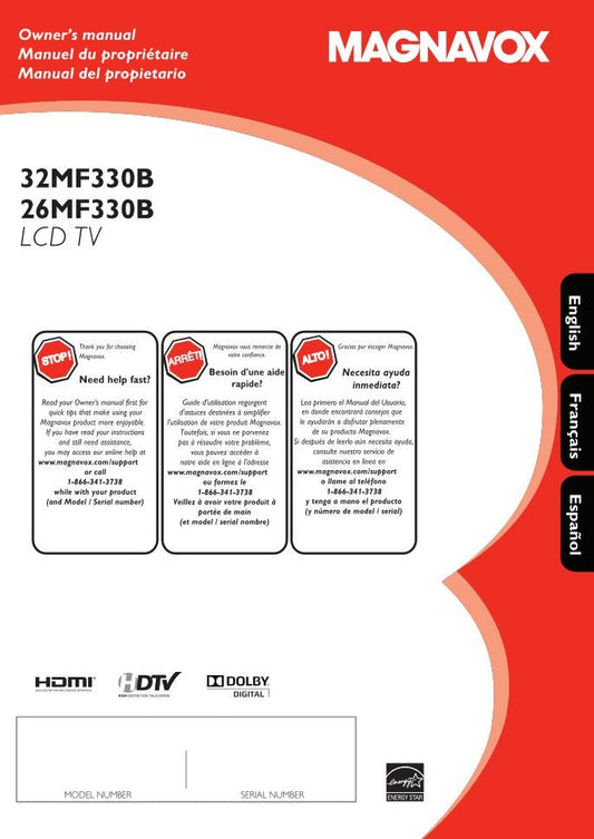 Philips 26MF330B 32MF330B TV Operating Manual