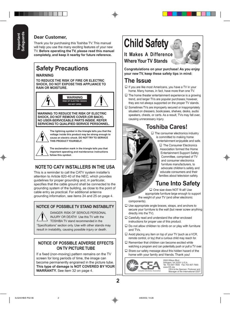 Toshiba 27A32 TV Operating Manual