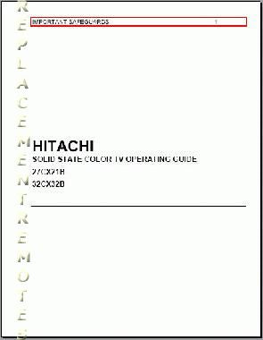 Hitachi 27 CX 21B 32 32B TV Operating Manual