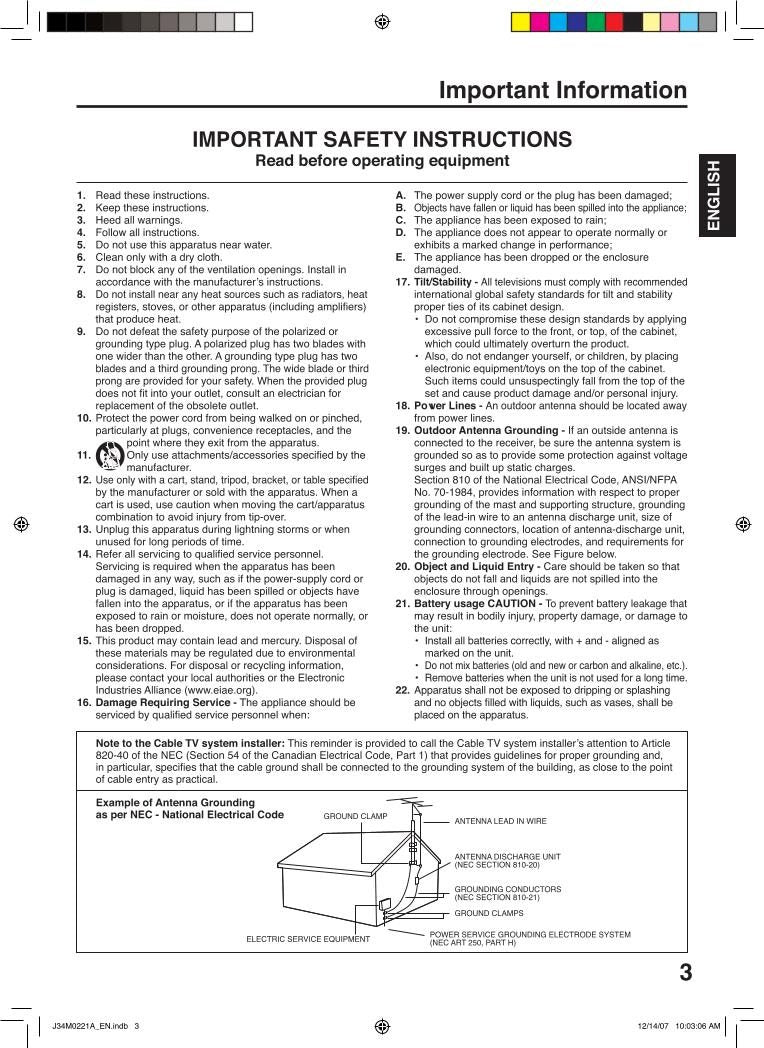 RCA 27F554T TV Operating Manual