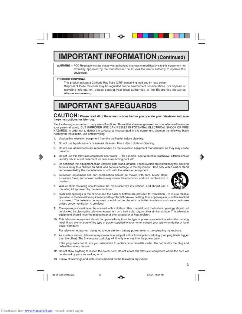 Sharp 27LS100 27LS100B TV Operating Manual