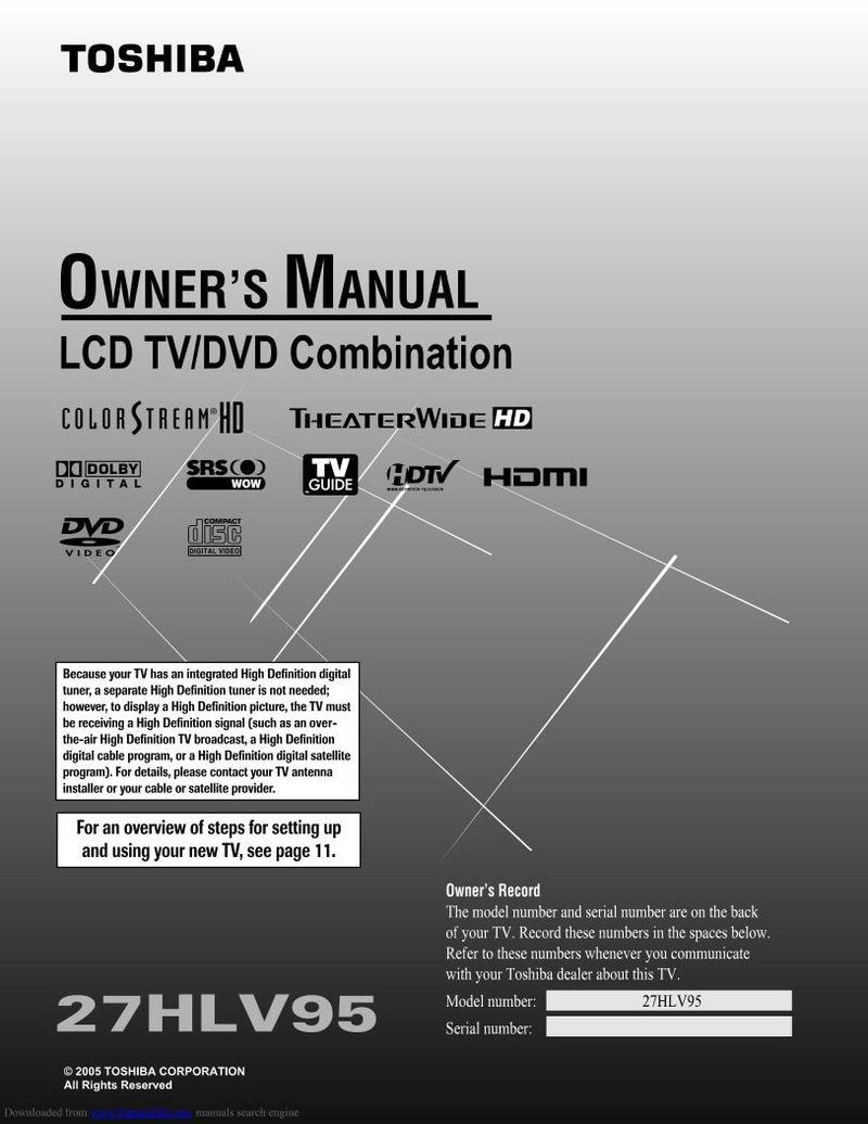 Toshiba 27HLV95 TV Operating Manual