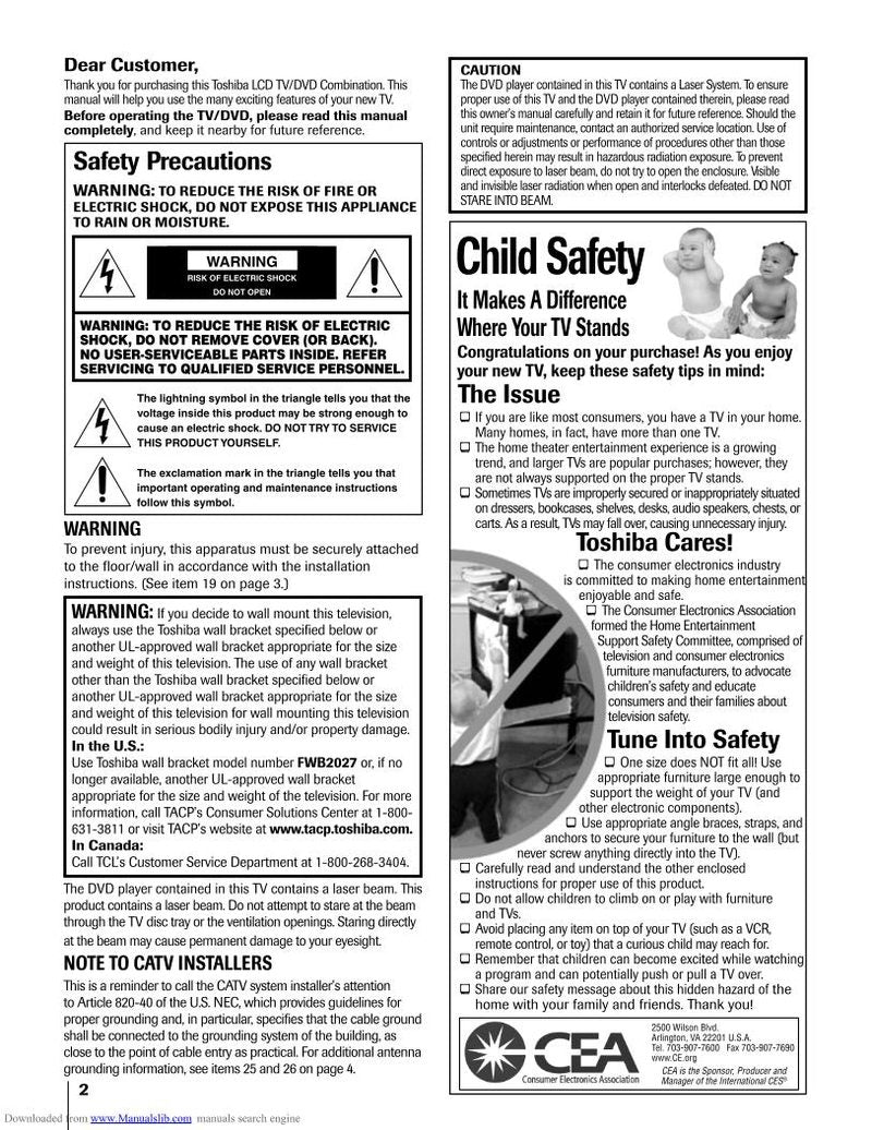 Toshiba 27HLV95 TV Operating Manual