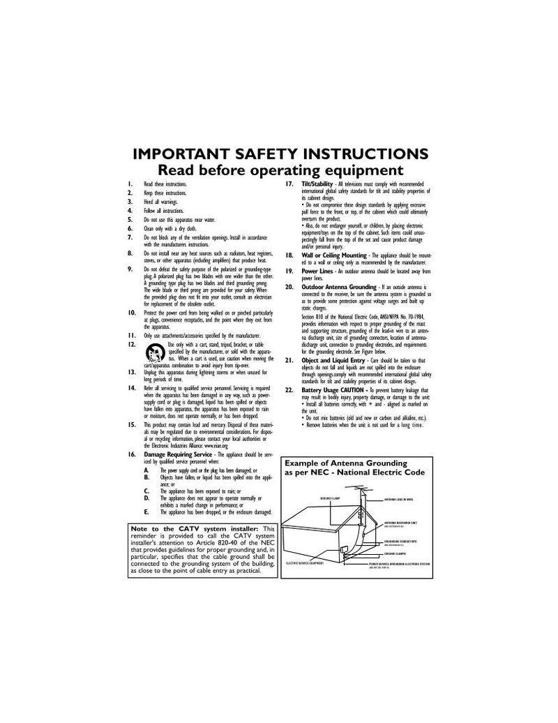 Philips 27MS4504/17 27MS4504R 27MS450417 TV Operating Manual