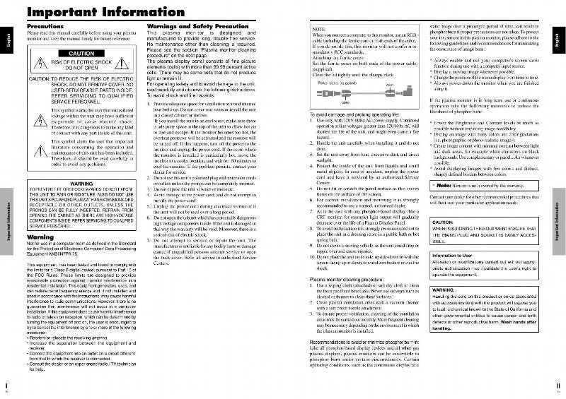 Pioneer PRO1410HD TV Operating Manual