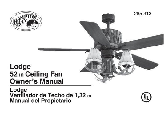 Hampton Bay 285313 Lodge 52in Ceiling Fan Operating Manual