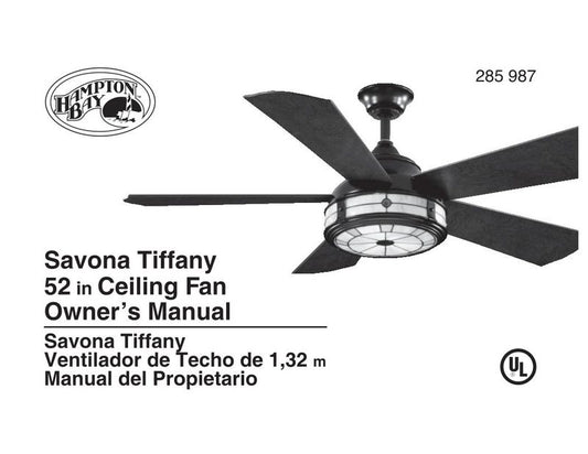 Hampton Bay 285987 Ceiling Fan Operating Manual