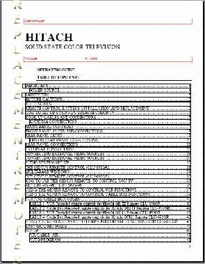 Hitachi 31 CX 4B UX 5B TV Operating Manual