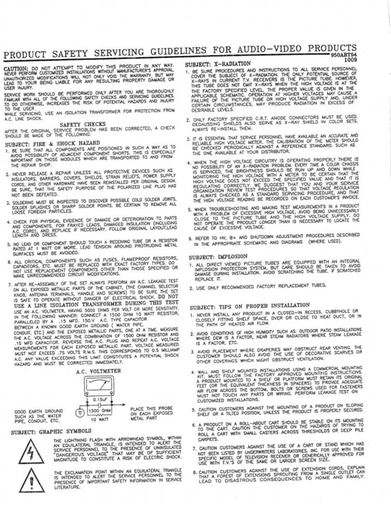 Zenith SY1931SG SY1949Y SY1949YM TV Operating Manual