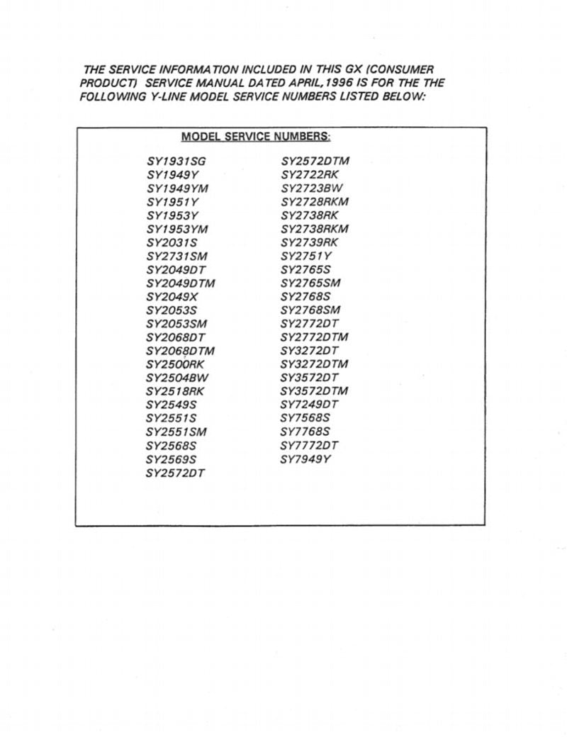 Zenith SY1931SG SY1949Y SY1949YM TV Operating Manual