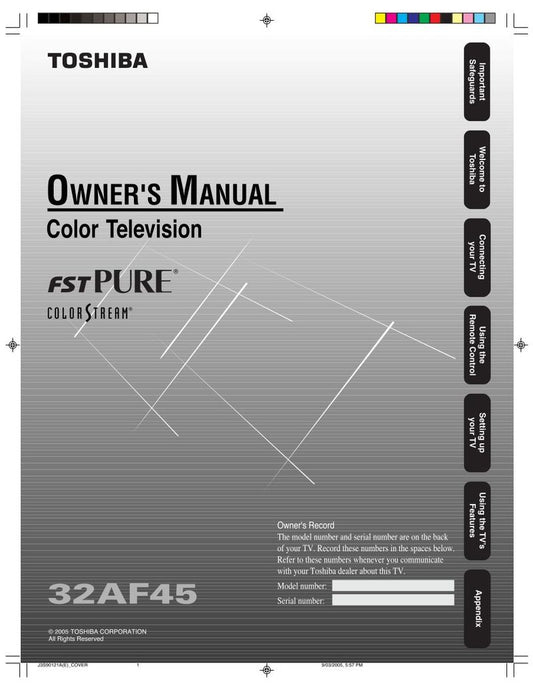 Toshiba 32AF45 Consumer Electronics Operating Manual