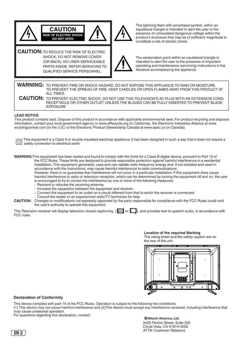 Hitachi 32 E 10 TV Operating Manual