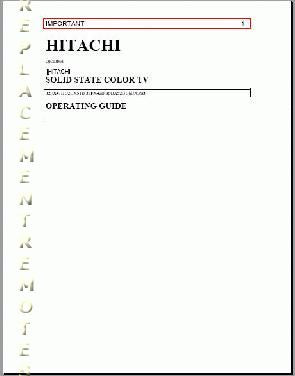 Hitachi 32 FX 31B UX 51B 36 CX 35B TV Operating Manual