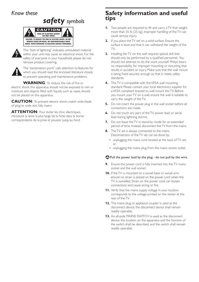 Philips 32HFL4462F/F7 TV Operating Manual