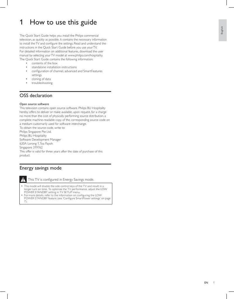 Philips 26HFL5561L/27 26HFL5561V/27 32HFL5561D/27 TV Operating Manual