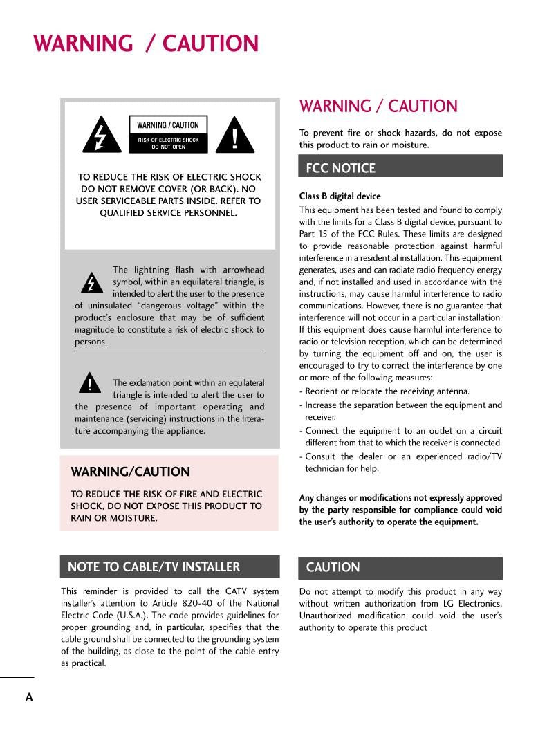 LG 32 30 60 70 TV Operating Manual