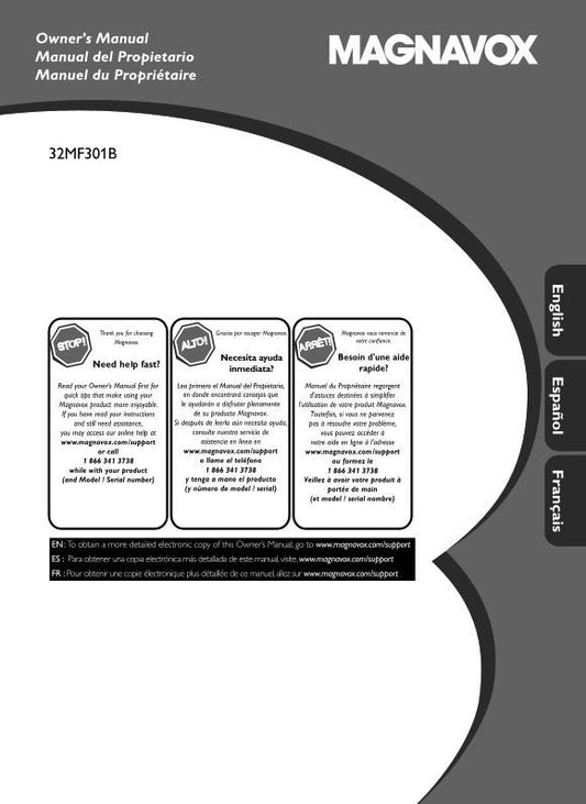 Magnavox 32 MF 301B/F7 TV Operating Manual