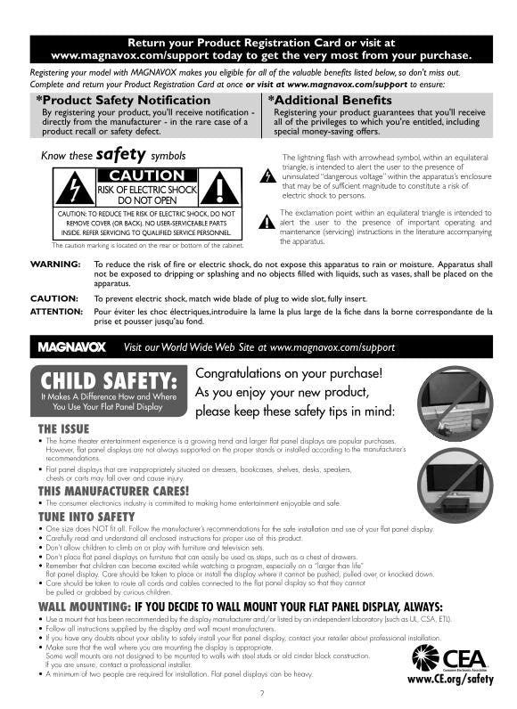 Magnavox 32MF301B/F7 TV Operating Manual