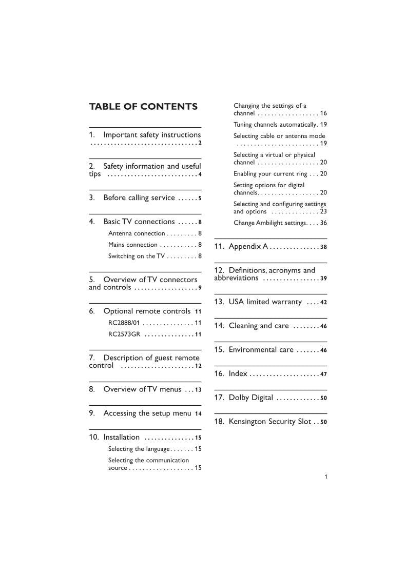 Philips 26HFL5830D/27 32HFL5860D/27 37HFL5560D/27 TV Operating Manual