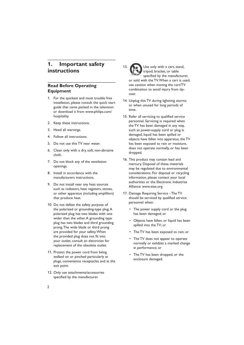 Philips 26HFL5830D/27 32HFL5860D/27 37HFL5560D/27 TV Operating Manual